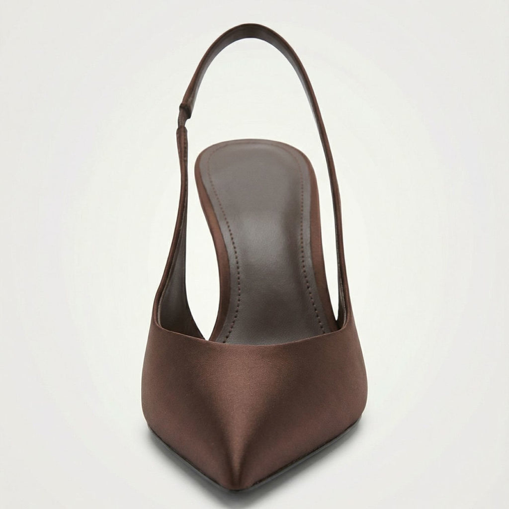 Braune Satin-Stilettos
