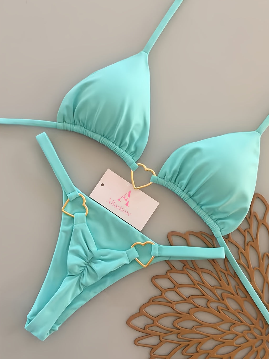 Herz Metall-Dekor Bikini 2-teiliger Badeanzug für Damen
