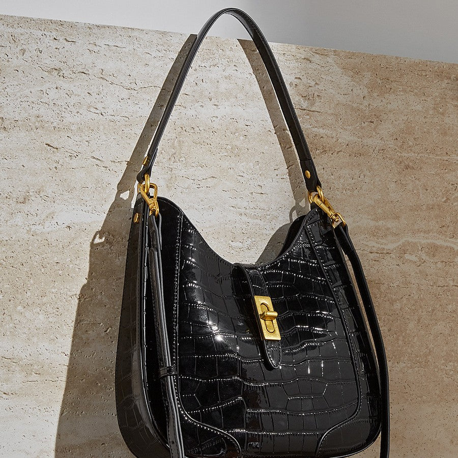 Fashion Schultertasche mit Kroko-Muster für Damen