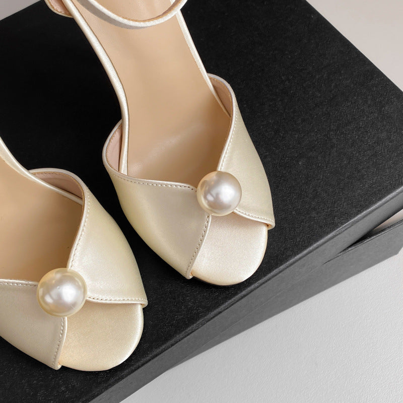 Satin Stiletto Heels Womens Sandals Wedding Shoes Party Shoes