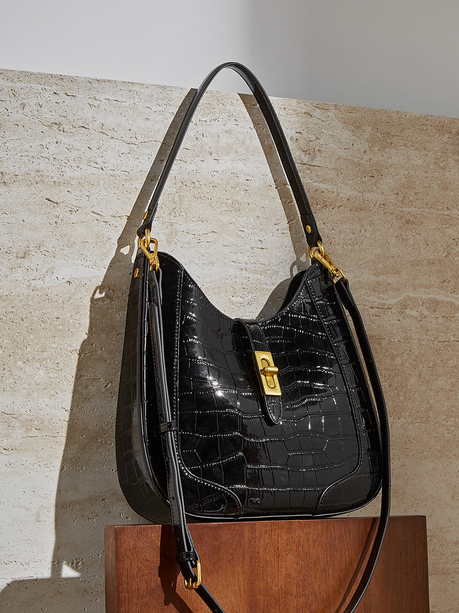 Fashion Schultertasche mit Kroko-Muster für Damen