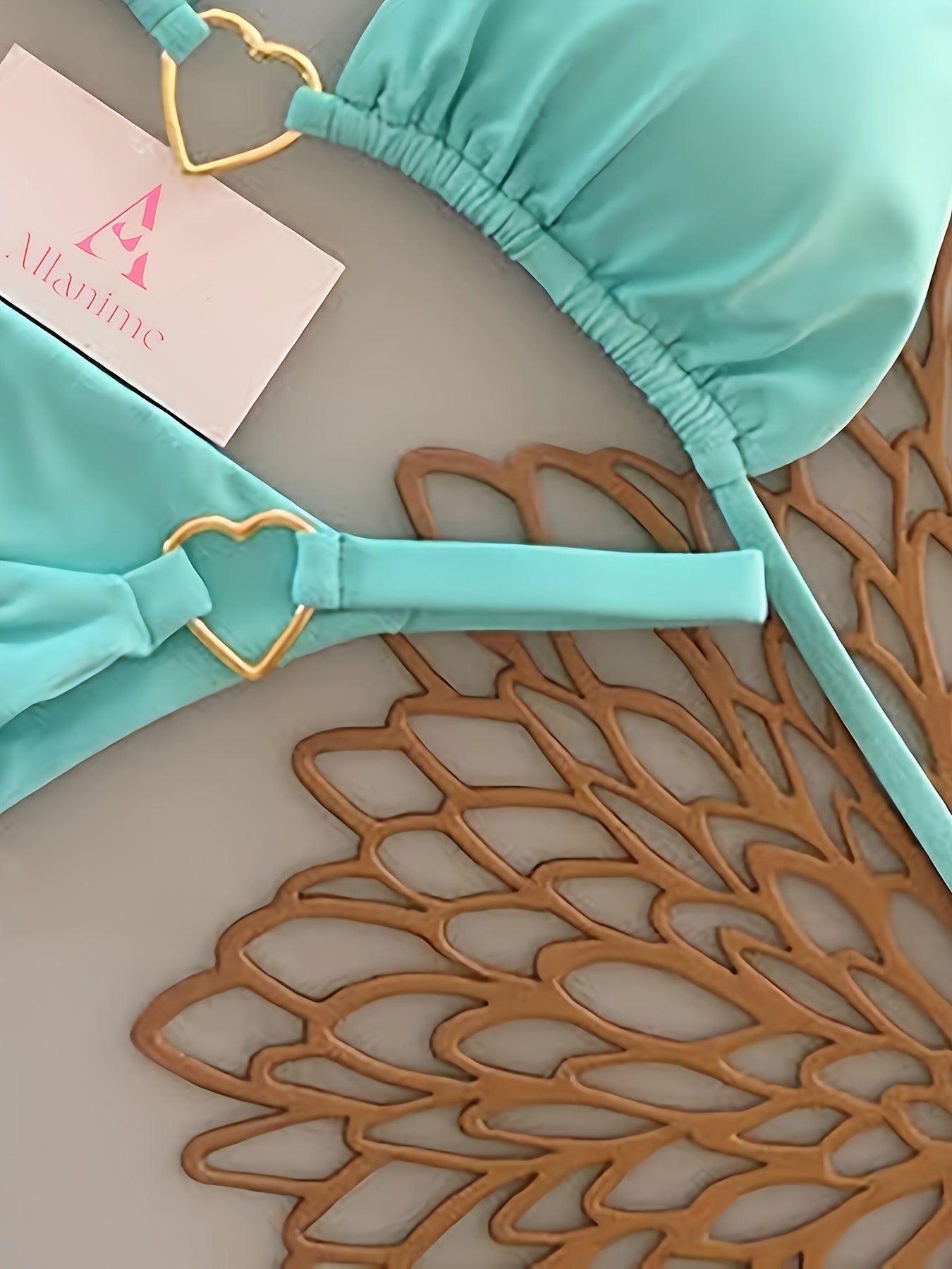 Herz Metall-Dekor Bikini 2-teiliger Badeanzug für Damen